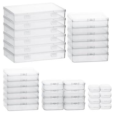 Imagem de RETON 36 Peças Recipientes Retangulares De Plástico Tamanhos Variados, Pequenos Organizadores Transparentes E Vazios Com Tampa Articulada Para Itens Pequenos, Caixas Contas, Projetos Arte, Artesanat