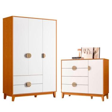 Imagem de Quarto Completo Guarda Roupa e Cômoda Ipê em MDF - Albatroz