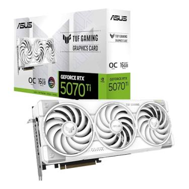 Imagem de ASUS Placa gráfica para jogos TUF Gaming GeForce RTX ™ 5070 Ti 16GB GDDR7 White OC Edition (PCIe® 5.0, HDMI®/DP 2.1, slot 3.125, componentes de nível militar, revestimento protetor PCB, ventiladores