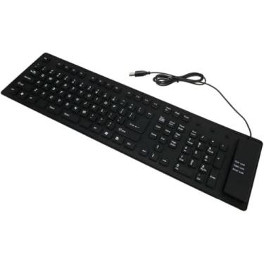 Imagem de Teclado Flexível DK-14, Dobrável, Alfa Numérico, Conexão USB, Compacto para Viagem, Ambidestro
