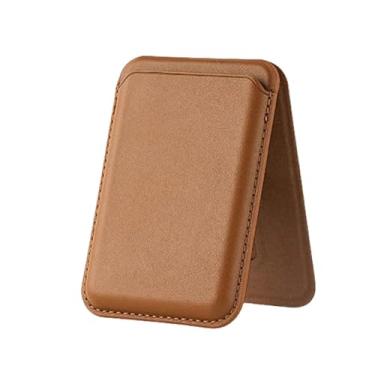 Imagem de Capa magnética de couro para iPhone 16 Plus, 15, 14, 13, 12 Pro Max, moldura de câmera de metal, porta-cartões marrom, para iPhone 15 Pro Max