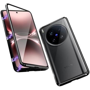 Imagem de QUIETIP Capa compatível com vivo X200 Ultra, moldura de metal magnética dupla face transparente capa de vidro temperado, preta