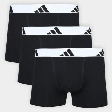 Imagem de Kit Cueca Boxer Adidas 3 Peças, Preto, Branco, P