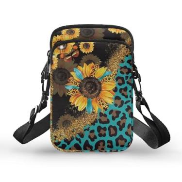 Imagem de YECARYPOD Bolsa para celular, carteira, bolsa transversal, leve, espaçosa, bolsos para smartphone e braçadeira esportiva, Boho girassol 2, One Size
