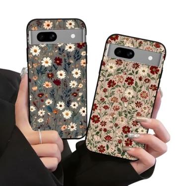 Imagem de Zrutru Pacote com 2 capas de telefone com flores estéticas para Google Pixel 7A 5G 15,5 cm, desenho fofo kawaii colorido floral criativo lindo padrão capas para meninas e mulheres, capa protetora de