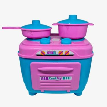 Imagem de Kit Fogãozinho com 2 Panelas Rosa Cozinha de Brinquedo Menina - Zuca T
