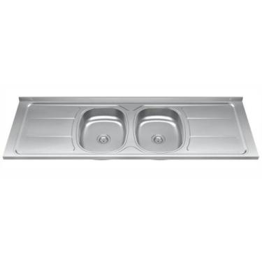 Imagem de Pia de Cozinha em Inox com 2 Cubas 160 cm 30316 Ghel Plus