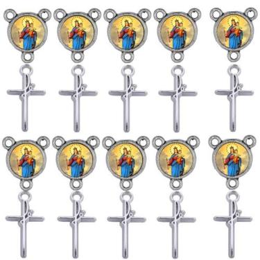 Imagem de Crucifixo + Entremeio NS Sra Auxiliadora 40 Peças terço - Tudo Em Meta