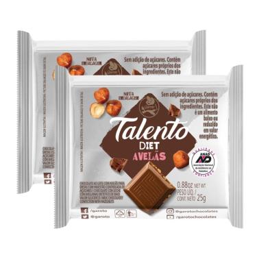 Imagem de Kit 2 Chocolate Garoto Talento Diet com Avelãs 25g