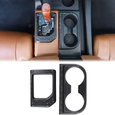Imagem de Aunginsy Capa de painel de mudança de marchas de controle central com acabamento compatível com acessórios Toyota Tundra 2014-2021, ABS para câmbio de marchas de carro, suporte de copo de água, painel