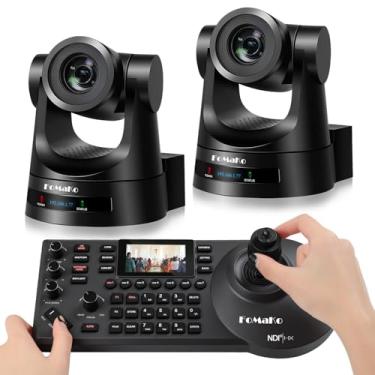 Imagem de FoMaKo Pacote de câmeras PTZ 20X HDMI 3G-SDI IP PoE HDMI PTZ para culto à igreja (2 peças) Controlador PTZ PoE IP PTZ Teclado controlador de câmera (PTZ Bundle FMK20SDIx2+KC608) BH202