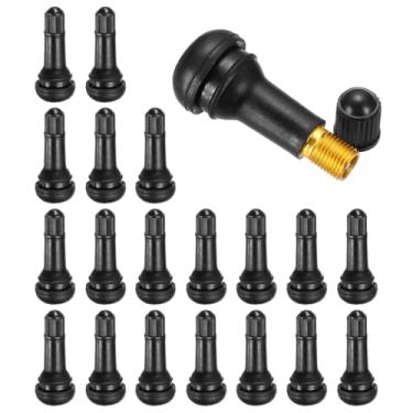 Imagem de PATIKIL Haste de válvula de pneu TR413 de 1,8 polegadas, pacote com 20 hastes de válvula de encaixe de borracha de metal universal para carros, caminhões, reboques, quadriciclos, motocicletas, preto