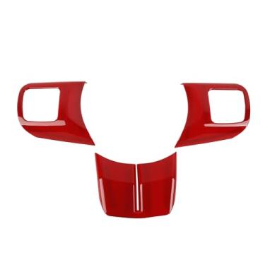 Imagem de RT-TCZ Kit de decoração para capa de acabamento de volante acessórios interiores para Jeep Wrangler 2011-2018 JK Unlimited Patriot Compass & Grand Cherokee 2011-2013 Vermelho