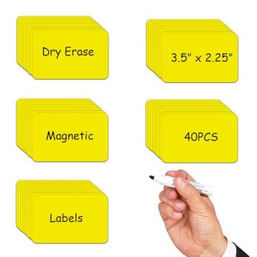 Imagem de Etiquetas magnéticas de cartão apagáveis a seco de 8,5 x 6,5 cm, etiquetas magnéticas para armazenamento e organização, tiras de fita magnética de fácil limpeza para materiais de professores na escola