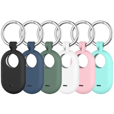 Imagem de Pacote com 6 capas para Samsung Galaxy SmartTag2, capa de silicone macio com chaveiro, capa protetora antiperda resistente a arranhões, acessório para Galaxy Smart Tag 2 para animais de estimação