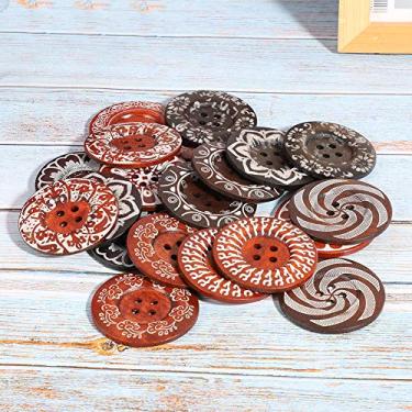 Imagem de Acouto Botões de Costura 6cm 20pcs Padrão Misto 4 Furos Botões de Costura de Madeira Suéter Decoração de Sobretudo - Decorativos Pintados Artes, Artesanato e / / Noções de e