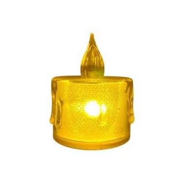 Imagem de Vela LED Cristal Decorativa, 5cm Altura, Luz Amarela, Base com Botão Liga/Desliga, Transparente