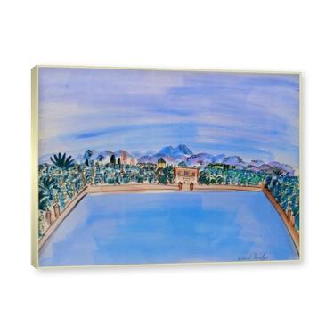 Imagem de NHLDZYH Moldura champanhe. Folhas impressionistas, (piscina de jardim) de Raoul Dufy, reprodução de quadros, quadros de pinturas famosas, imagem murais quartos. 60x80cm