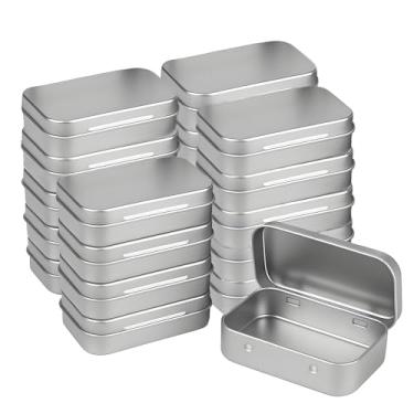 Imagem de Forever bene Pequena caixa de metal com tampa - 20 peças de latas de biscoito latas de metal com tampas, lente, toalhetes, recipiente de armazenamento, preto, mini caixa portátil vazia com dobradiças
