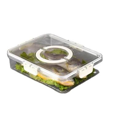 Imagem de Caixa Organizadora De Alimentos Transparente Geladeira Empilhável Multiuso Com Divisórias(Caixa Sem Divisória)