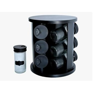 Imagem de Porta Temperos Giratório 360º com 9 Potes de Vidro – Organizador de Temperos Compacto para Cozinha Moderna