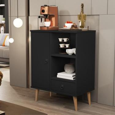 Imagem de Aparador Buffet Sala com Porta 1 Gaveta Pés Palito Retrô Tip Top - Vár