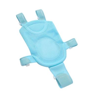 Imagem de Yinhing Rede de Banho para Bebês Malha de Suporte para Banho de Recém-nascidos Com Alças Fixas Ajustáveis ​​Design Em Forma de T Travesseiro de Esponja Macia 5 Cintos de Segurança para (BLUE)