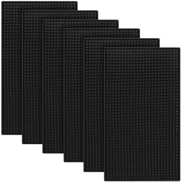 Imagem de Tioncy 6 peças de tapete de bar para bancada, tapete de borracha antiderrapante, serviço, derramamento, coquetel, barman, restaurantes, barbearia, tosquiadeiras e ferramentas de salão, preto (15 x 30