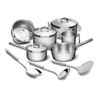 Imagem de Jogo De Panelas Tramontina Solar Aço Inox Fundo de Indução 9 peças