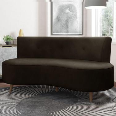 Imagem de Sofá Living 2 Lugares 135cm Aang Pés Palito Veludo Marrom G33 - Gran Belo