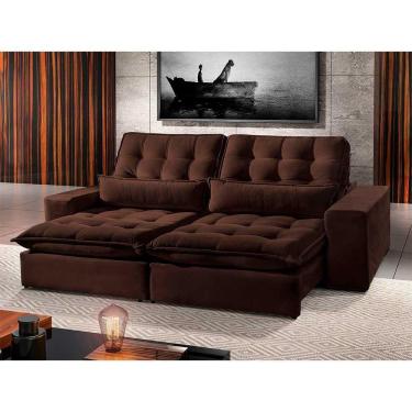 Imagem de Sofá 5 Lugares Retrátil E Reclinável Bruna 2.90m Veludo Móveis Mix Marrom