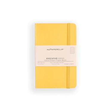 Imagem de myPAPERCLIP Caderno de xadrez pequeno da série executiva/grade quadrada | 192 páginas, 68 g/m2, capa macia, tamanho pequeno (8,9 x 14 cm) | Tela plana | Marcador de página e fecho elástico | Amarelo
