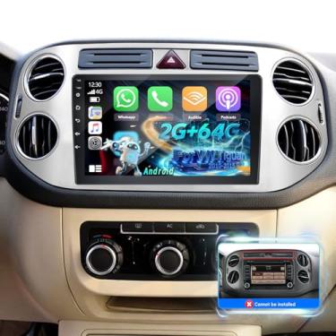 Imagem de [2+64] Rádio automotivo Volxcereo para VW Tiguan 2010-2015, tela sensível ao toque Android de 9 polegadas Tiguan estéreo com Carplay/Android Auto, navegação GPS, WiFi, Bluetooth embutido, SWC, FM/RDS