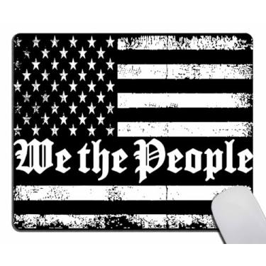 Imagem de Tapete de mouse, patriótico We The People Tattered US Flag Mouse Pad, mousepad retangular personalizado com designs tapetes de mouse macios de borracha antiderrapante para computador laptop 24 x 20 x