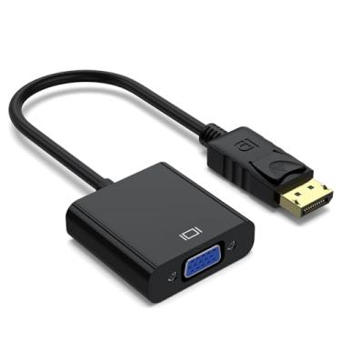 Imagem de Wanme Adaptador DisplayPort (DP) para VGA, conversor DP macho para VGA fêmea banhado a ouro, compatível com computador, desktop, laptop, PC, monitor, projetor, HDTV (preto)