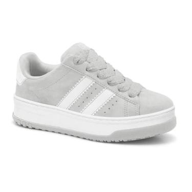 Imagem de Tênis Casual Feminino Ramarim Listras Estilo Urbano Confortável, Gelo,