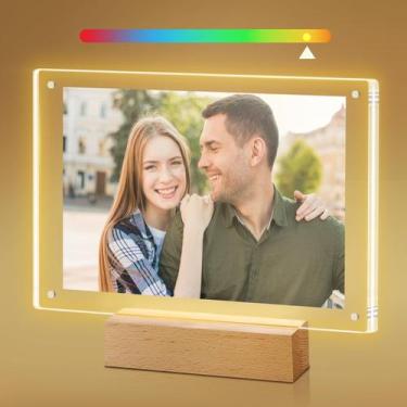 Imagem de Porta-retratos em acrílico LED 5x7 que muda de cor - laapee