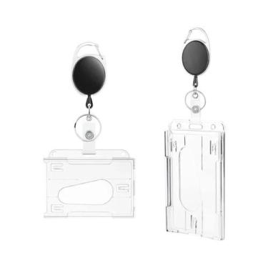 Imagem de Porta-Crachá Retrátil Com Dois Slots Para Cartões, Estojo Protetor Par