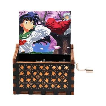 Imagem de Caixa De Música Antiga De Madeira Esculpida Com Manivela Para Presente