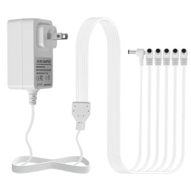 Imagem de Adaptador de alimentação AC/DC 4,5 V compatível com Lemax Lighted Accessory 84428 44242 94565 94566 94527 para decoração de edifícios de microiluminação de Natal (6 saídas, dobra, branco)