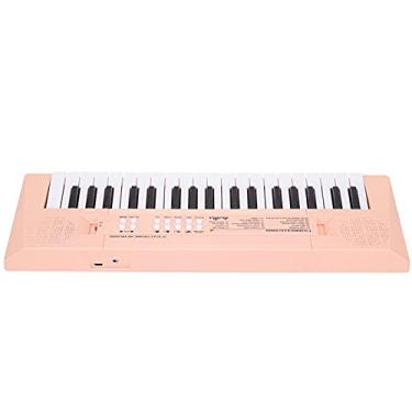 Imagem de Cryfokt Teclado Musical Piano Elétrico Com 37 Teclas para Educação de Iniciantes Melhor Presente para Crianças Cantar Junto Microfone Plástico Preto e Branco de Fonte de Alimentação Dupla Portátil