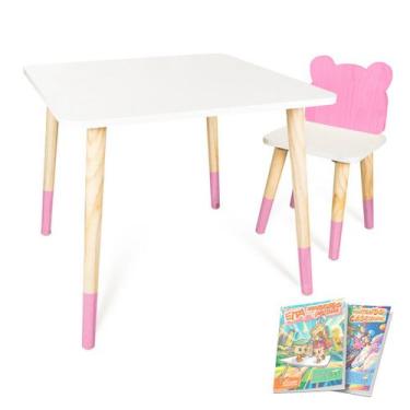Imagem de Kit Mesa e Cadeira Infantil Urso - Eita Casa Perfeita, Rosa