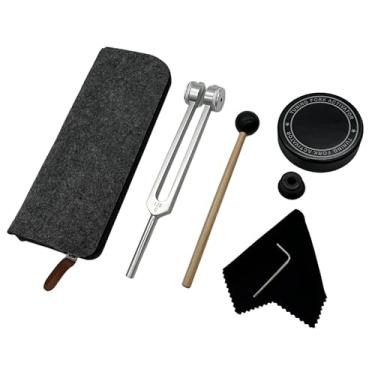 Imagem de Instrumento de cura de diapasão de 128 Hz com ativador, diapasão ponderado de ressonância de liga de alumínio de 128 Hz para meditação sonora de cura, aterramento, atenção plena, ioga, prática de