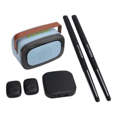 Imagem de Asixxsix Bateria Eletrónica Portátil com Baquetas de Ar e Sensor de Movimento 3D, Conjunto de Baquetas de Ar com Pedais e Adaptador de Áudio para Festas em Casa, Adultos e Crianças (Preto)