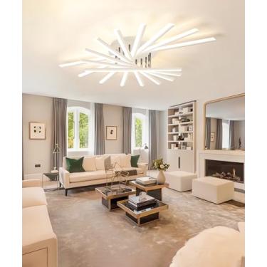 Imagem de Luminária de teto LED linear moderna, dimerizável de 3000 a 6000K, luminária pendente de embutir preta, luminárias de teto douradas, para quartos, cozinhas, salas de jantar e áreas de serviç