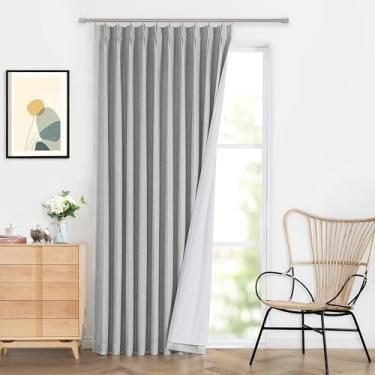 Imagem de WEST LAKE Painéis de cortina plissados franceses cinza claro 239 cm de comprimento, cortinas de mistura de linho plissado para quarto e sala de estar, tratamento de janela com eficiência energética