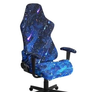 Imagem de YUVAMAGIMO Blue Galaxy Capa de cadeira reclinável para jogos, capa universal elástica para cadeira de escritório com apoios de braços, resistente a arranhões, capas protetoras de móveis