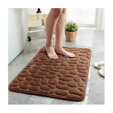 Imagem de Tapete de Banheiro Super Soft Antiderrapante | Absorvente e Secagem Rápida | Conforto Térmico(PARALELEPIPED MARROM)