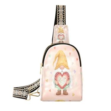 Imagem de CEBUGI Gnomos Hearts pequena bolsa tiracolo feminina de couro, pochete transversal para trilhas, viagens ao ar livre
