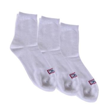 Imagem de Kit 12 Pares de Meia Masculino 39/43 Cano Longo Algodão BRANCO - Panos